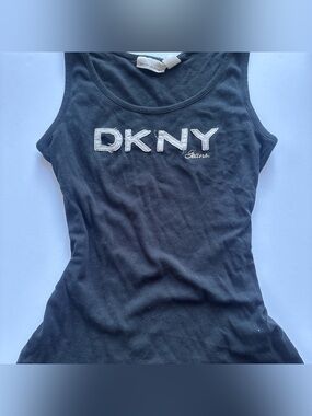 DKNY Black Tank Top with White Logo